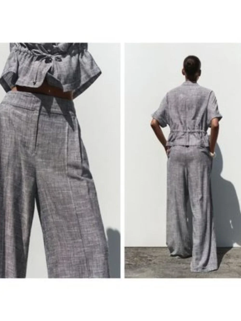 ZARA LINEN WIDE LEG PANTS